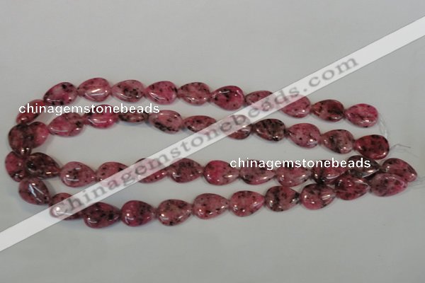 CLJ337 15.5 inches 13*18mm flat teardrop dyed sesame jasper beads