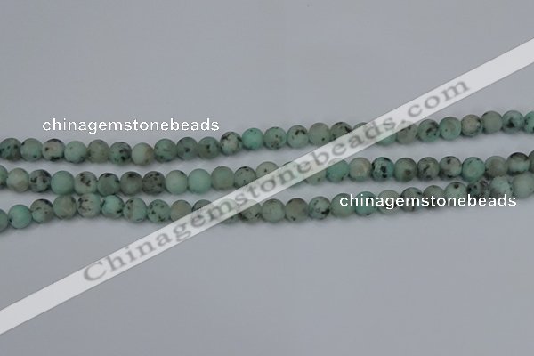 CLJ410 15.5 inches 4mm round matte sesame jasper beads wholesale