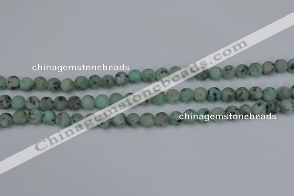 CLJ411 15.5 inches 6mm round matte sesame jasper beads wholesale