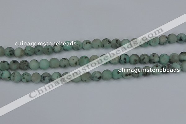 CLJ412 15.5 inches 8mm round matte sesame jasper beads wholesale