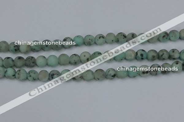 CLJ413 15.5 inches 10mm round matte sesame jasper beads wholesale