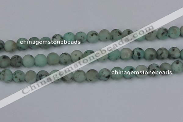 CLJ414 15.5 inches 12mm round matte sesame jasper beads wholesale