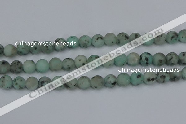 CLJ415 15.5 inches 14mm round matte sesame jasper beads wholesale