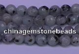 CLJ420 15.5 inches 4mm faceted round sesame jasper beads