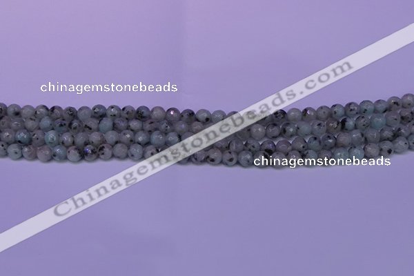 CLJ420 15.5 inches 4mm faceted round sesame jasper beads