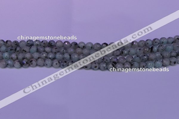 CLJ421 15.5 inches 6mm faceted round sesame jasper beads