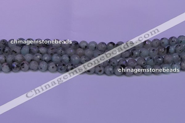 CLJ422 15.5 inches 8mm faceted round sesame jasper beads