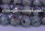 CLJ423 15.5 inches 10mm faceted round sesame jasper beads