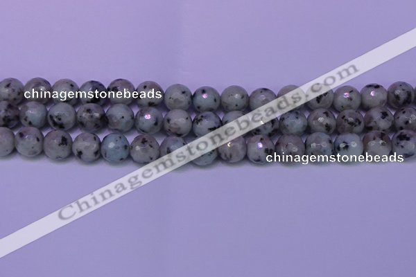 CLJ424 15.5 inches 12mm faceted round sesame jasper beads