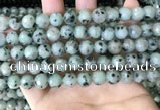 CLJ431 15.5 inches 8mm faceted round sesame jasper beads