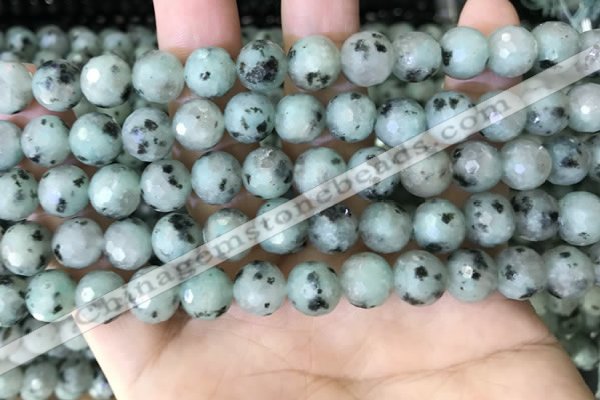 CLJ431 15.5 inches 8mm faceted round sesame jasper beads