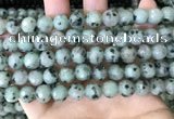 CLJ432 15.5 inches 10mm faceted round sesame jasper beads