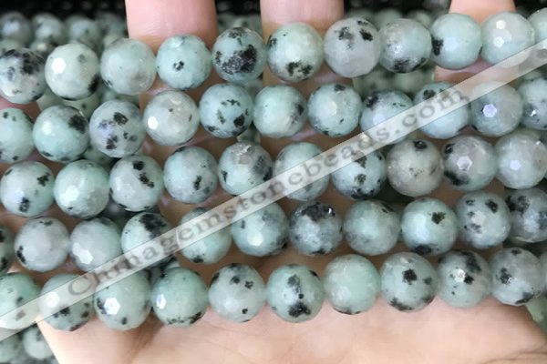 CLJ433 15.5 inches 12mm faceted round sesame jasper beads