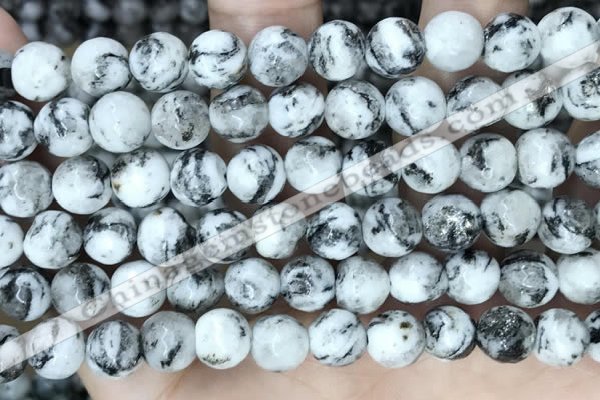 CLJ550 15.5 inches 6mm,8mm,10mm & 12mm faceted round sesame jasper beads