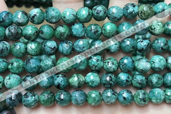 CLJ559 15.5 inches 6mm,8mm,10mm & 12mm faceted round sesame jasper beads