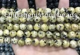 CLJ570 15 inches 10mm faceted 

round sesame jasper beads