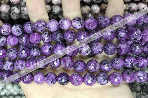 CLJ571 15 inches 10mm faceted 

round sesame jasper beads