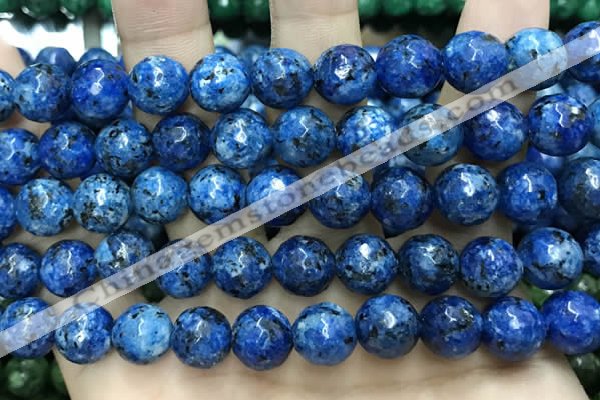 CLJ573 15 inches 10mm faceted round sesame jasper beads