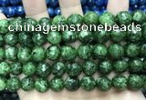 CLJ576 15 inches 10mm faceted round sesame jasper beads