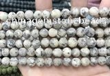 CLJ580 15 inches 8mm round matte sesame jasper beads