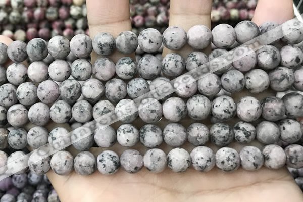 CLJ583 15 inches 8mm round matte sesame jasper beads