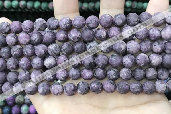 CLJ587 15 inches 8mm round matte sesame jasper beads