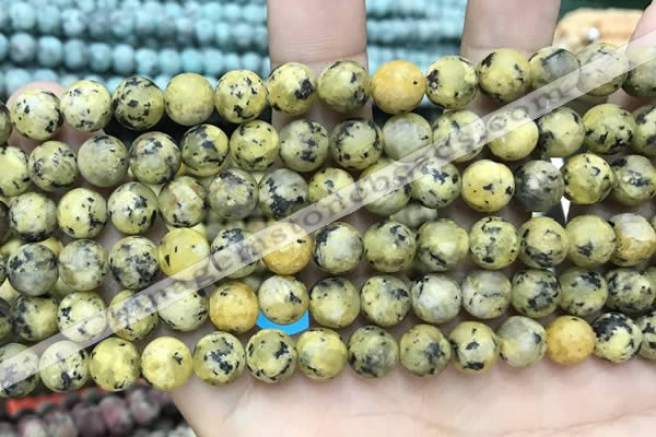 CLJ592 15 inches 8mm round matte sesame jasper beads