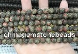 CLJ596 15 inches 8mm round matte sesame jasper beads