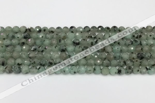 CLJ640 15.5 inches 6mm faceted round sesame jasper beads wholesale