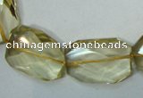 CLQ05 faceted freeform brick natural lemon quartz beads