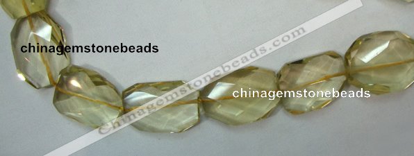 CLQ05 faceted freeform brick natural lemon quartz beads