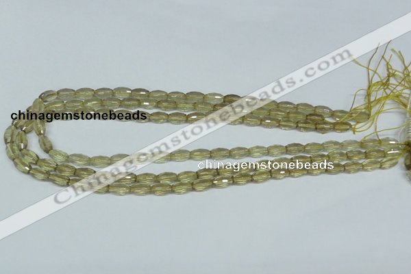 CLQ09 15.5 inches 8*16mm faceted rice natural lemon quartz beads