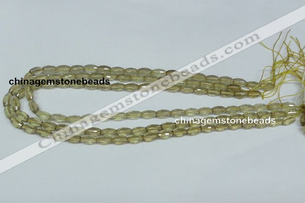 CLQ10 15.5 inches 6*10mm faceted rice natural lemon quartz beads