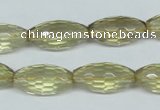 CLQ12 15.5 inches 10*20mm faceted rice natural lemon quartz beads