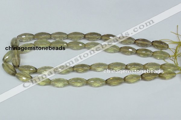 CLQ12 15.5 inches 10*20mm faceted rice natural lemon quartz beads