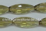 CLQ14 15.5 inches 12*30mm faceted rice natural lemon quartz beads