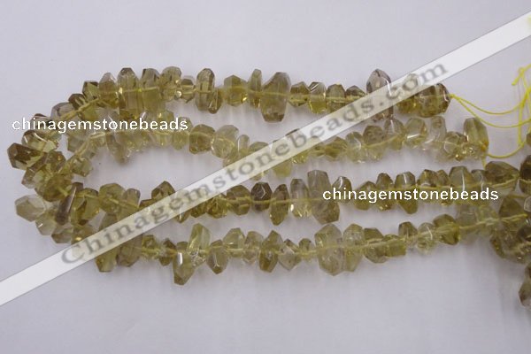 CLQ171 6*8mm – 10*16mm faceted nuggets natural lemon quartz beads