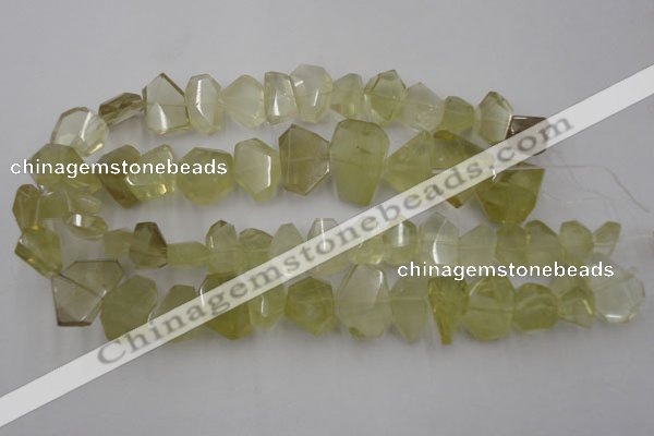 CLQ173 13*18mm – 20*28mm faceted nuggets natural lemon quartz beads