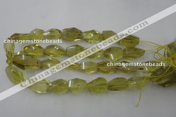 CLQ175 14*20mm – 16*28mm faceted nuggets natural lemon quartz beads