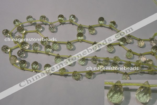 CLQ250 Top-drilled 8*12mm faceted teardrop natural lemon quartz beads