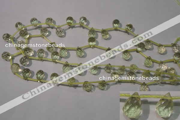 CLQ250 Top-drilled 8*12mm faceted teardrop natural lemon quartz beads