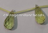 CLQ252 Top-drilled 10*20mm faceted teardrop natural lemon quartz beads