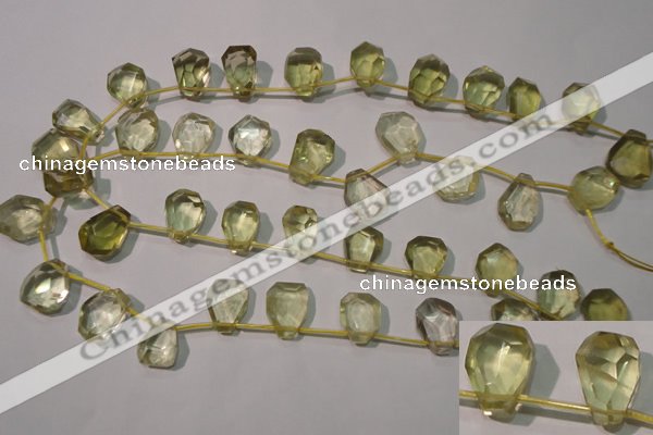 CLQ254 Top-drilled 12*16mm – 13*18mm faceted freeform lemon quartz beads