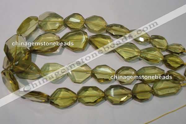CLQ262 15.5 inches 10*25mm – 25*33mm faceted freeform lemon quartz beads
