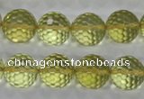 CLQ58 15.5 inches 12mm faceted round natural lemon quartz beads