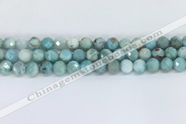 CLR119 15.5 inches 8mm faceted round larimar gemstone beads