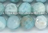 CLR120 15.5 inches 9mm faceted round larimar gemstone beads