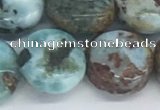 CLR129 15.5 inches 10mm flat round larimar gemstone beads