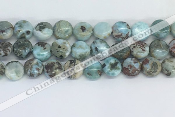 CLR129 15.5 inches 10mm flat round larimar gemstone beads