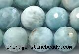 CLR156 15 inches 9mm faceted round larimar gemstone beads